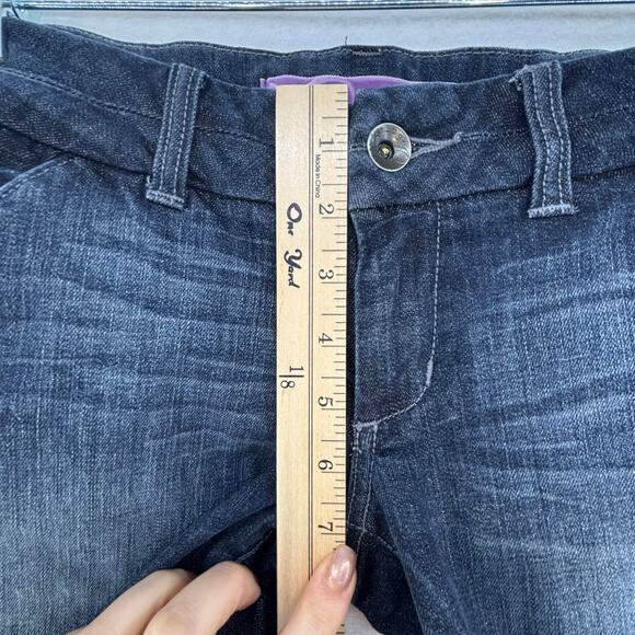 Refuge Dark Wash Low Rise Trouser Crop Jean‎ Shorts Casual Junior's size 5 - Picture 4 of 6